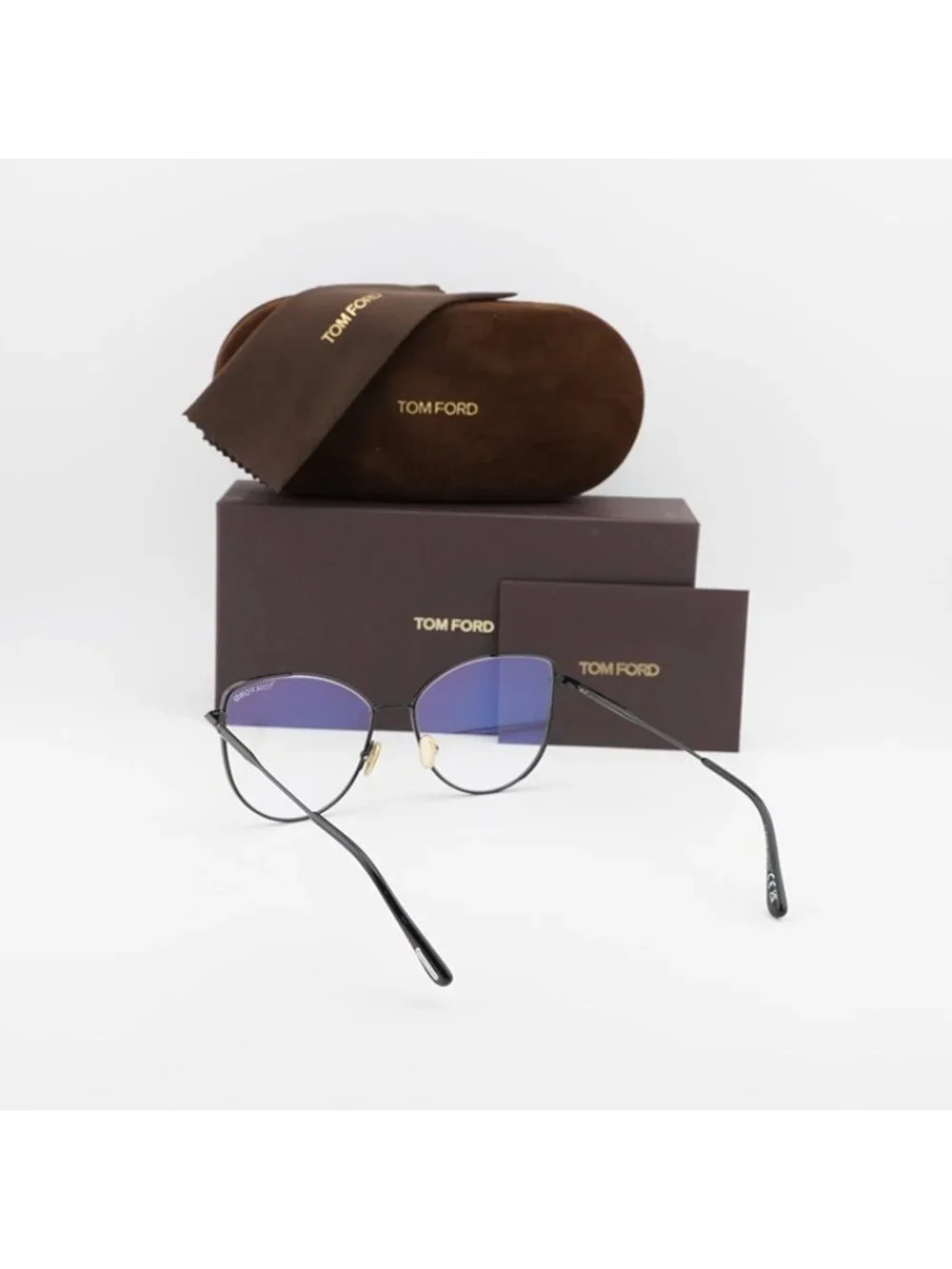 Tom Ford TF5667-B 001 Eyeglasses Black 55mm Cat Eye Frame, Blue Light Block